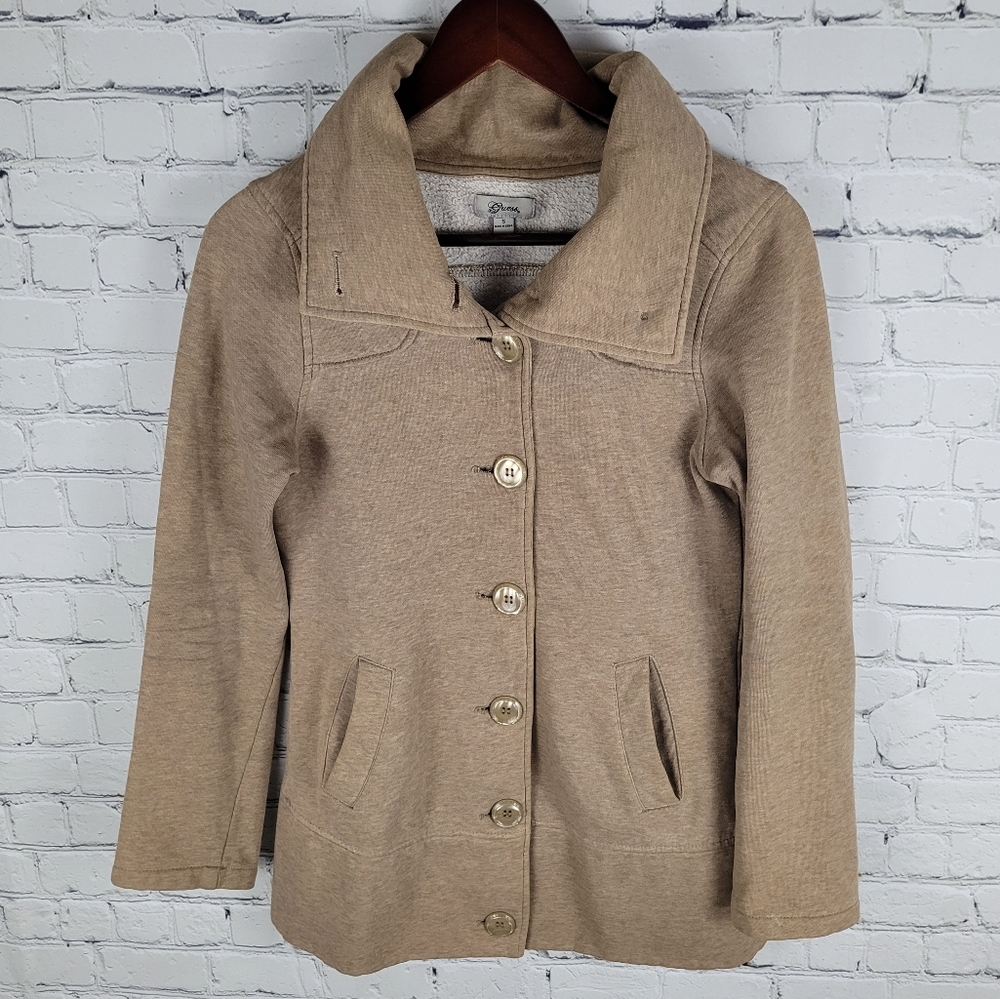 GUESS | button up high neck long jacket